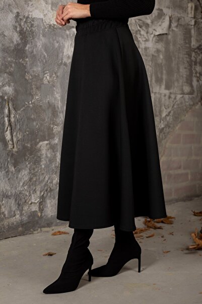 Melike Tatar Black Scuba Skirt 3-3049