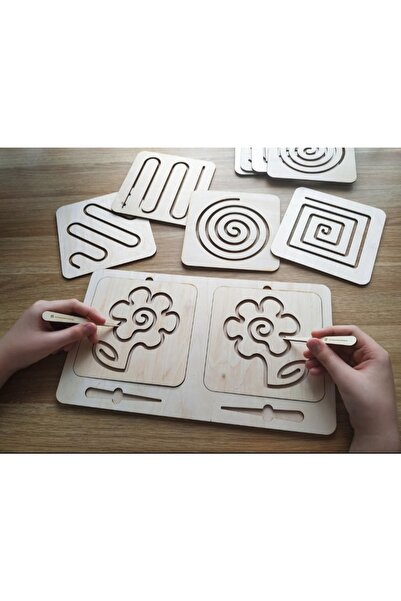 Ankebut قوالب عمل خطية مع مخطط قلم مونتيسوري لحركات العضلات ذات اليدين