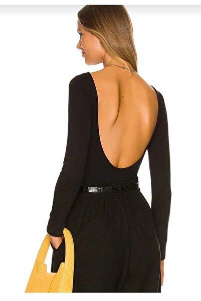 Nsb Tasarım Чорний боді з декольте на спині