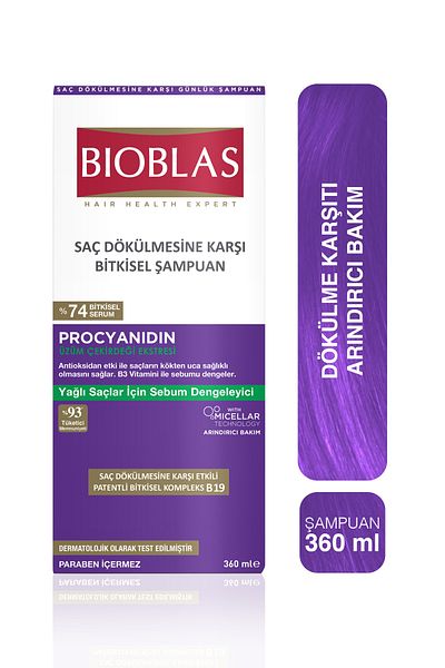 Bioblas 360 ml șampon împotriva căderii și uleiului de păr