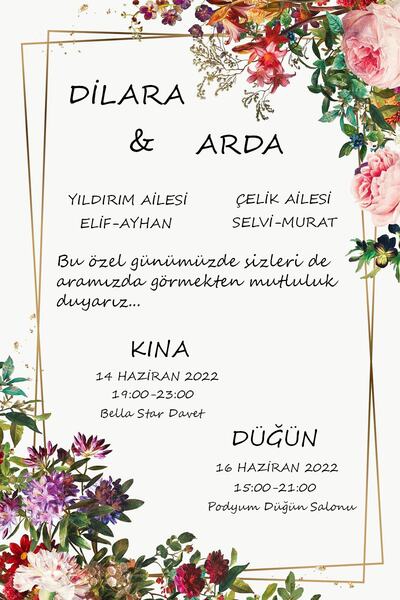 Belinay Düğün Davetiyesi 102 06 (250 ADET)