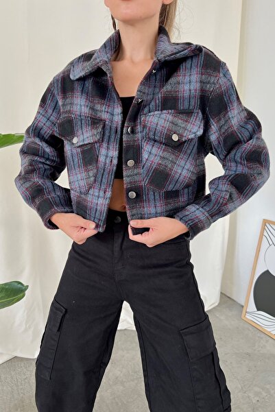 Eka Γυναικείο Μαύρο Καρό Μπουφάν 1009-2333