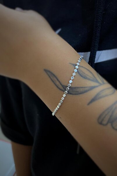 Erer Gümüş Gümüş Italy Yassı Toplu Zincir Bileklik Uc5623e1