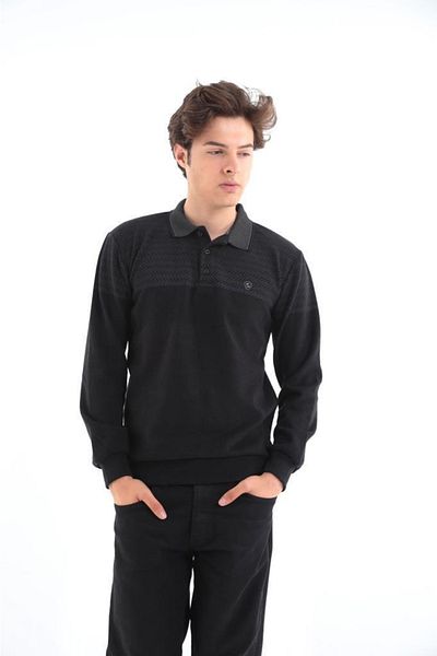 Rey Polo سترة مع تفاصيل طباعة طوق بولو