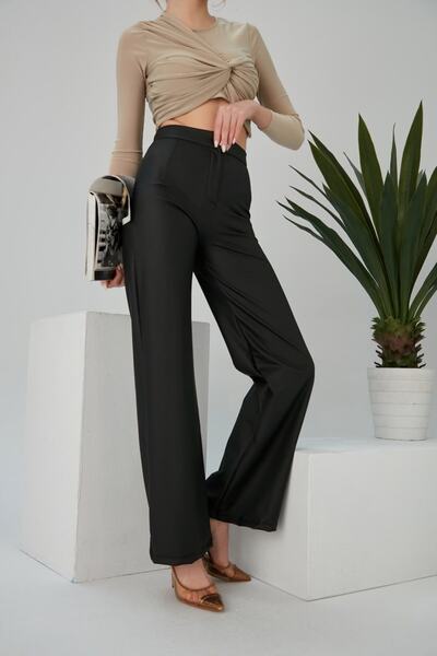 Winmoda34 Palazzo Γυναικείο Δερμάτινο Παντελόνι Ματ Χρώματα