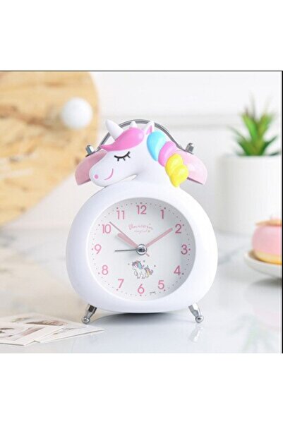 hediyeconcepti Sevimli Karikatür Unicorn Çalar Saat Ve Gece Lambası