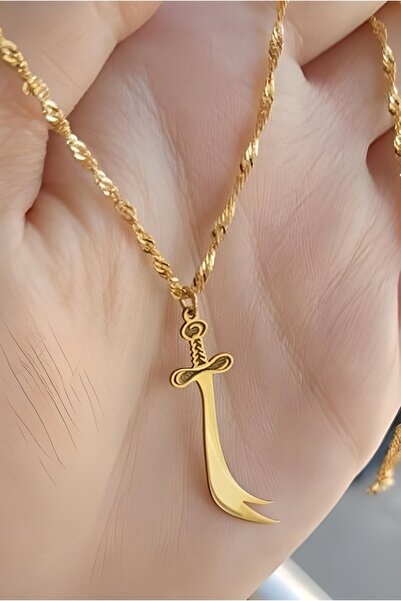 yasin kuyumculuk Kalın Zincirli Hz Ali Kılıcı Gümüş Kolye