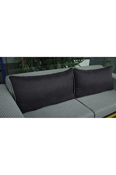 AYPETEKS Antrasit Gri Biyeli Koltuk Sırt Kırlenti / Kanepe Minderi / Sırt Yastık Kılıfı