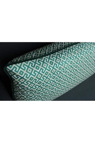 AYPETEKS Biyeli Yeşil Zikzak Model Koltuk Sırt Kırlenti / Kanepe Minderi / Sırt Yastık Kılıfı