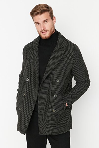 Trendyol Collection Zimní kabát s khaki texturou – pravidelný střih, dvojité krytí TMNAW23KB00002