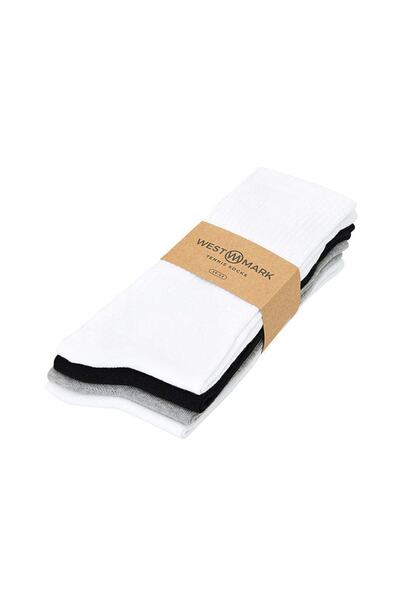 WESTMARK LONDON Men's Better Cotton 4-Piece Tennis Socks Set Black-white-grey Melange
