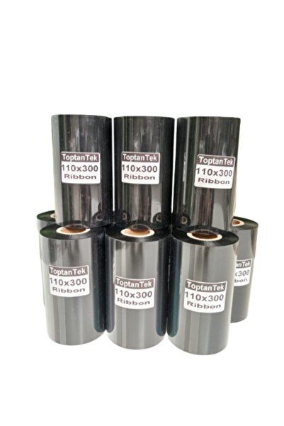 TOPTANTEK 110x300 Ribon 1 Rulo 300 Metre Termal Transfer Ribbon Toplam 10 Rulo (tam Metraj)