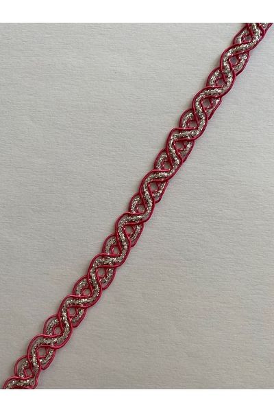 Öztürk Seam Sealer Decorative Ribbon Silver Glitter. 13mmx4.50meter. Dark Rose.