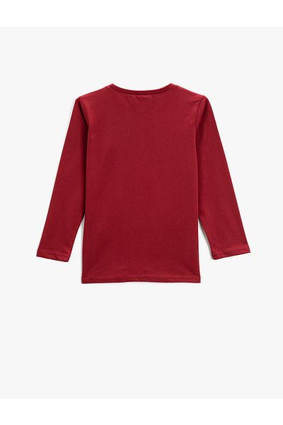 Koton T-Shirt - Bordeaux - Relaxed Fit