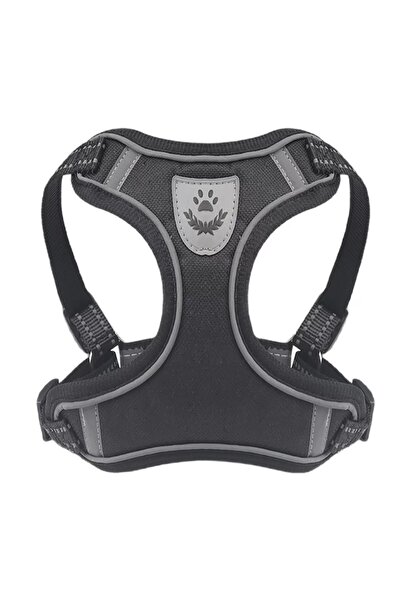 Mixpet Köpek Armalı Göğüs Tasması Gezdirmeli Large Siyah