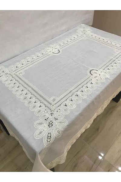 yukselhalimefrusat Musamba Lace Look PVC White 140*180 cm Tablecloth