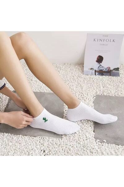 dm del more Набір з 5 пар білих шкарпеток з невеликим візерунком для жінок, які можна прати