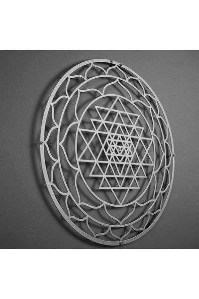 Colorfull Worlds Decor de perete din metal Sri Yantra Sacred Circle - Decor de perete cadou pentru biroul de acasă