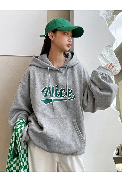 Machetta 'plus size' Women's Gray Oversize Nice Printed Sweatshirt