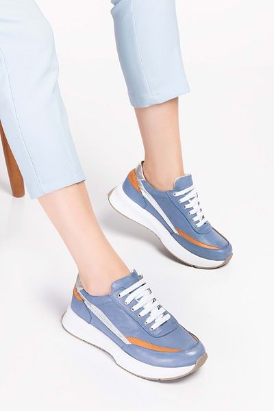 Gondol Genuine Leather Inside and Outside Anatomical Sole Sports Shoes Gndl.562 - Blue - 36