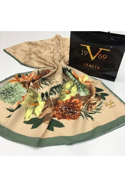19V69 ITALIA Floral Pattern Pavia Series with Shawl Hanger and Gift Set 90x200 Cm