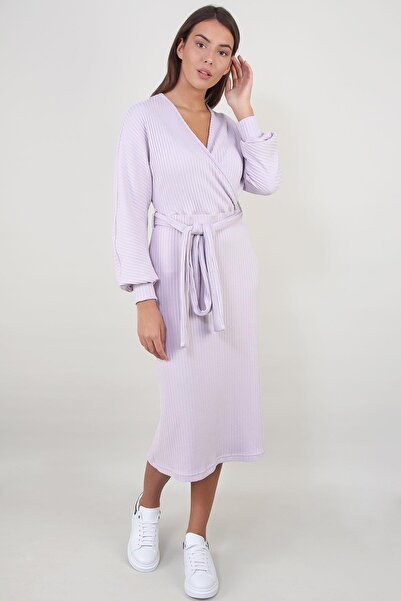 ALEXANDERGARDI Γυναικείο φόρεμα λιλά με διπλό στήθος με λαιμόκοψη b21-1677