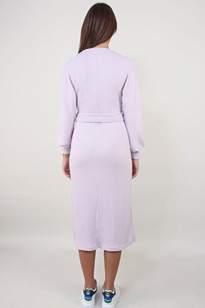 ALEXANDERGARDI Γυναικείο φόρεμα λιλά με διπλό στήθος με λαιμόκοψη b21-1677