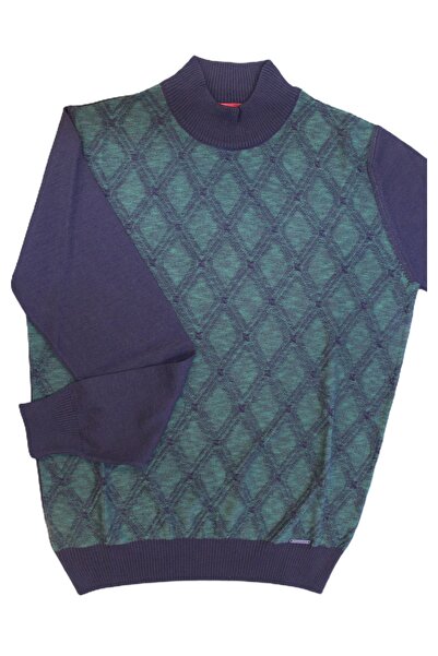 FULKER Men's Wool Knitwear Stand Collar Patterned Sweater Lacquer