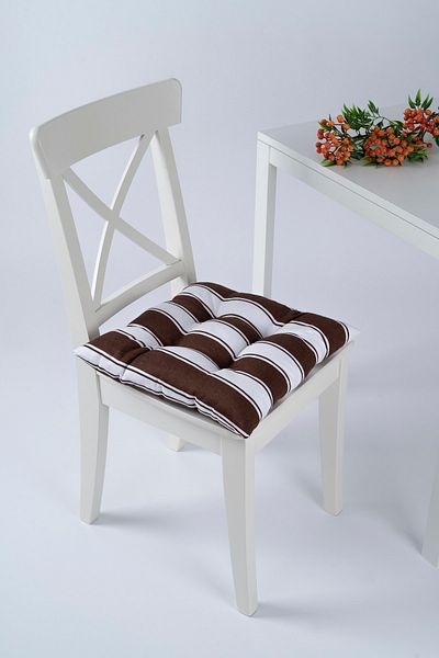 ALTINPAMUK Стол Pofidik Beta Brown White 40x40 см - с дантелена възглавница
