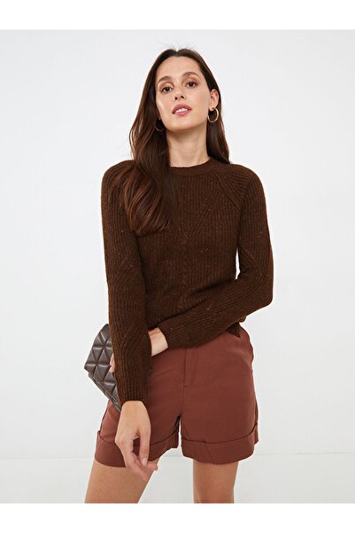 LC Waikiki Bisiklet Yaka Kendinden Desenli Uzun Kollu Kadın Triko Kazak