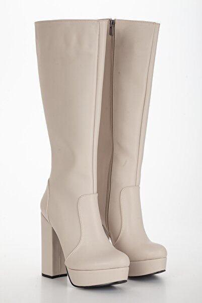 LİLLA جزمة نسائية فوق الركبة لون بيج
