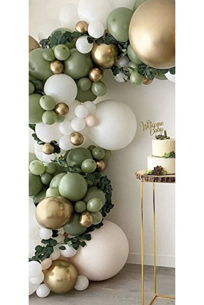 Çemrek Süs Parti طقم سلسلة بالونات صغيرة من الذهب الأوكالبتوس 50 قطعة بالونات...