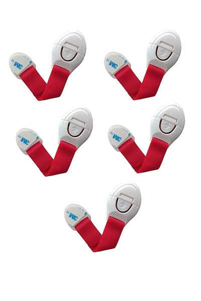 demethome 5 Pieces Child Baby Drawer Cabinet White Goods Safety Safety Lock - Velcro Length Adjustable