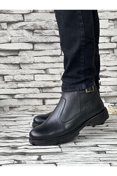 STOKS SHOES STORE Ανδρικές μπότες από γνήσιο δέρμα με ζώνη από καουτσούκ