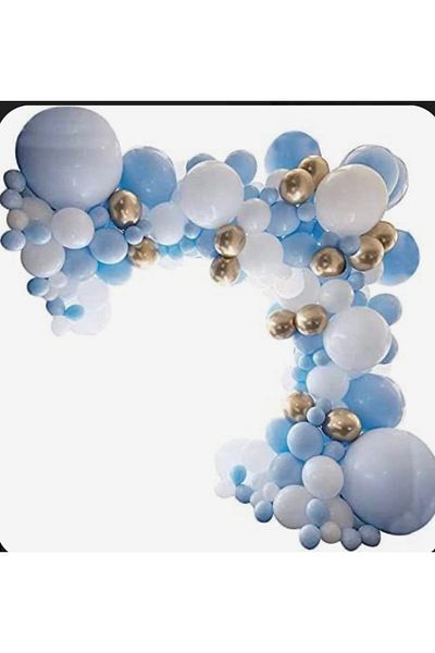 Çemrek Süs Parti Blue and White Mini Balloon Chain Set 50 Pieces Balloons and Chain