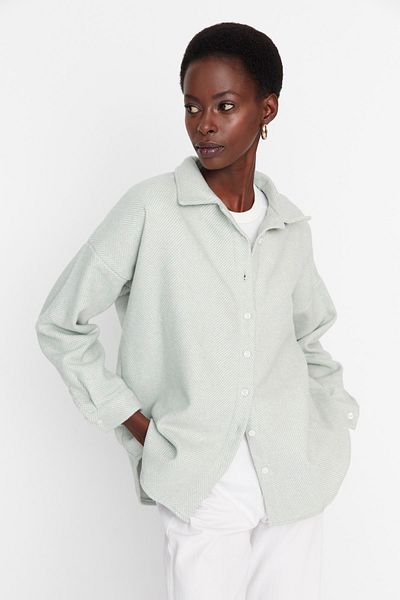 Trendyol Collection Menta Basic szőtt ing TWOAW23GO00049