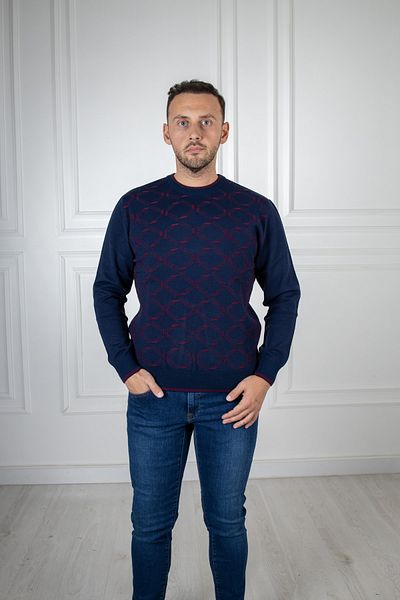 Sarar Interviu Pulover tricotat albastru bleumarin cu decolteu