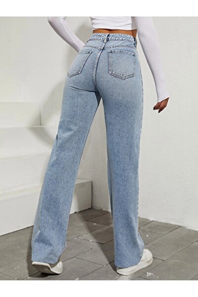 Trn JNS Clapton Снігомий Широкі штани з ефектною блискавкою та високою талією Джинси Свободні джинси