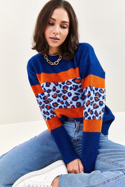 Bianco Lucci Kadın Parça Desenli Triko Kazak