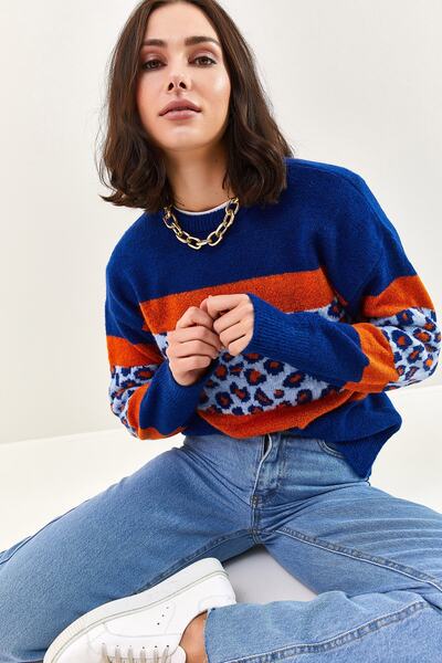 Bianco Lucci Kadın Parça Desenli Triko Kazak