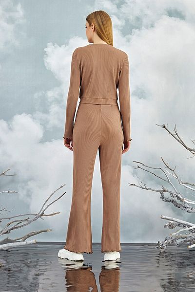 GİZZEY 20842 Crop Cardigan Trouser Set