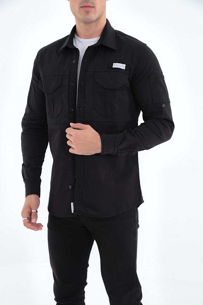 FRANKNESS JEANS Ανδρικό πουκάμισο Tactical & Outdoor & Cargo Comfortable Cut Pocket Lycra New Season