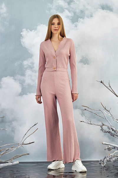 GİZZEY 20842 Crop Cardigan Trouser Set
