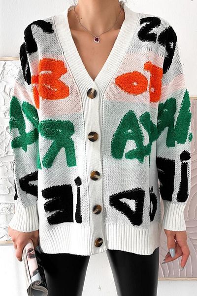 FEMELLE Cardigan tricotat cu nasturi cu model