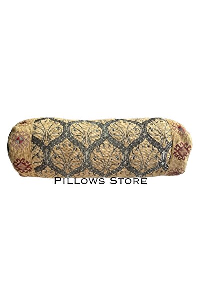 PİLLOWS STORE Osmanlı Desenli Safran Sosis Kırlent 45cm*15cm (iç Silikon Dahil)