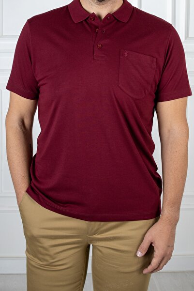 San&Fa Κλασικό μπλουζάκι με γιακά Polo με τσέπες με κουμπιά Claret Red