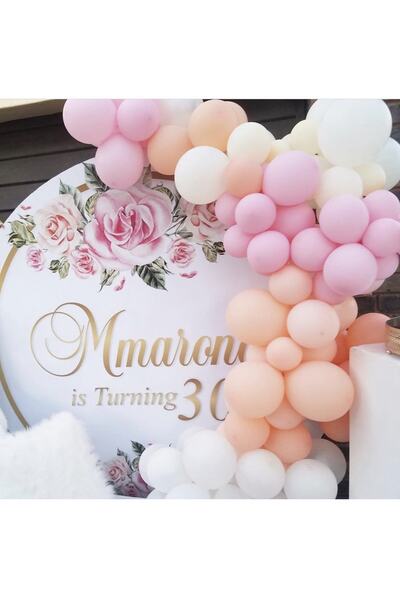 Çemrek Süs Parti مجموعة سلسلة بالونات صغيرة باللون الأبيض السلمون الوردي مكون...