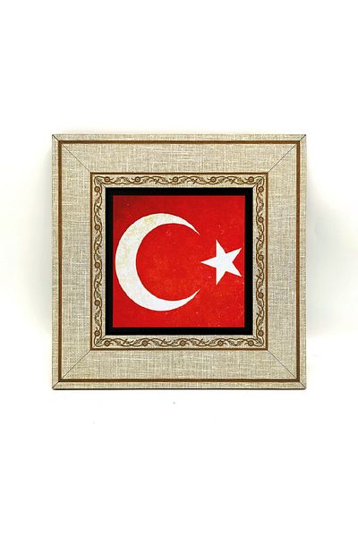 BAKSEPETE Επιτραπέζιο σκελετό MDF με στάμπα Türkiye Flag 20cmx20 cm Krt-098