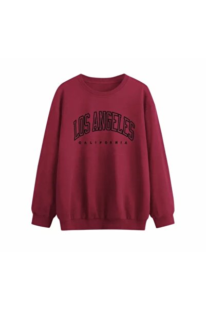 BE QUEEN Γυναικείο φούτερ με λαιμόκοψη Los Angeles με στάμπα μεγάλου μεγέθους