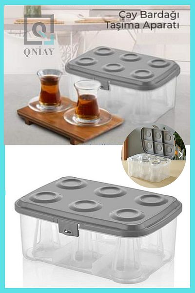 QNİAY جهاز حمل كوب الشاي، صندوق الزجاج